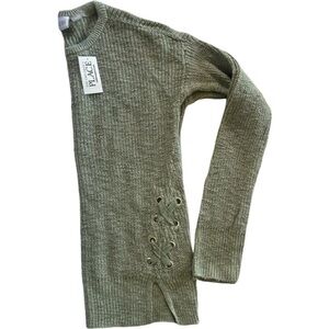 The Children's Place Green Sweater with Lace-Up Sides